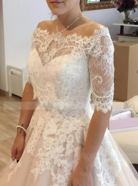 A-line Wedding Gown with Removable Lace Jacket,Sweetheart Neckline Bridal Dress,WD00797