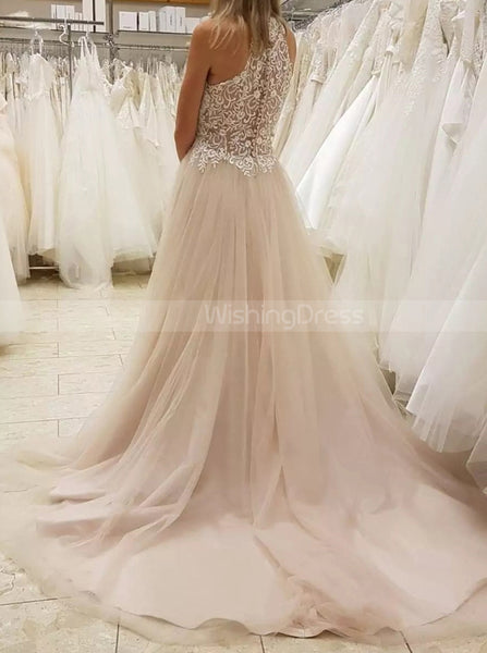 Halter Neckline Bridal Dress,Tulle A-line Wedding Dress,WD00800