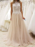 Halter Neckline Bridal Dress,Tulle A-line Wedding Dress,WD00800