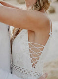 Illusion Waist Wedding Dress,Bohemian Bridal Dress,WD00805