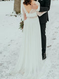 Illusion Waist Chiffon Bridal Dress,Casual Wedding dress,WD00809