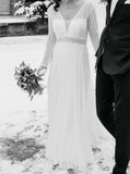 Illusion Waist Chiffon Bridal Dress,Casual Wedding dress,WD00809