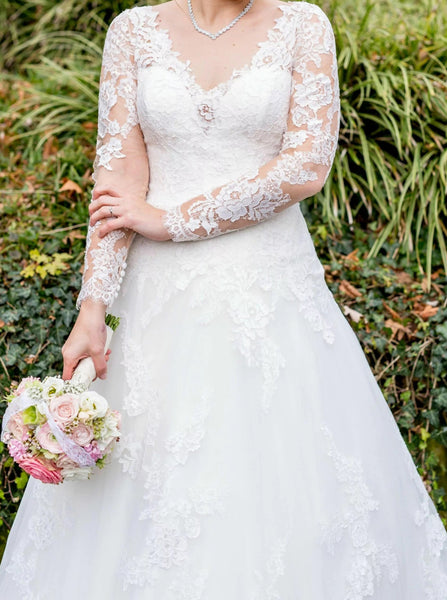 Modest Lace Wedding Dress,Long Sleeve Wedding Gown,WD00810