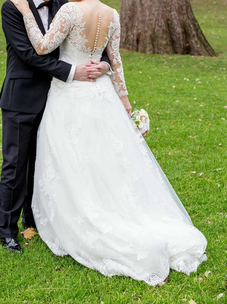 Modest Lace Wedding Dress,Long Sleeve Wedding Gown,WD00810