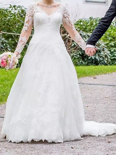 Modest Lace Wedding Dress,Long Sleeve Wedding Gown,WD00810