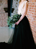 Two Piece Wedding Dresses,Black Bridal Dresses for Photo Shoot,WD00824