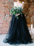 Two Piece Wedding Dresses,Black Bridal Dresses for Photo Shoot,WD00824