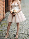 Sweetheart Neckline Short Wedding Dress,A-line Dress with Removable Sleeves,WD00838