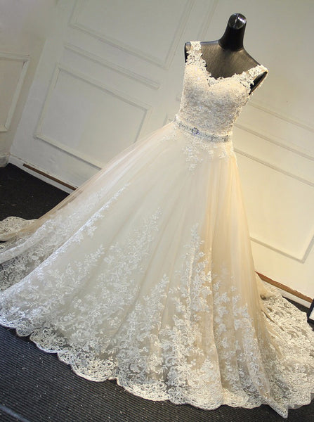 A-line Princess Bridal Dresses,Classic Modest Wedding Gown,WD00384