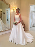 A-line Wedding Dress,Satin Modest Wedding Dress,WD00328