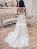 A-line Wedding Dress with Sweep Train,Garden Simple Wedding Dress,WD00640