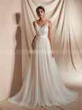 Beach Wedding Dress with Sweep Train,Simple Wedding Dress,WD00359