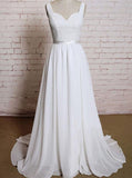 Beach Wedding Dresses,Chiffon Wedding Dress,Open Back Wedding Dress,WD00132