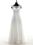 Beach Wedding Dresses,Wedding Dress with Short Sleeves,Backless Wedding Dress,WD00258