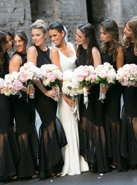 Black Bridesmaid Dress,Mermaid Bridesmaid Dress,Simple Bridesmaid Dress,BD00018