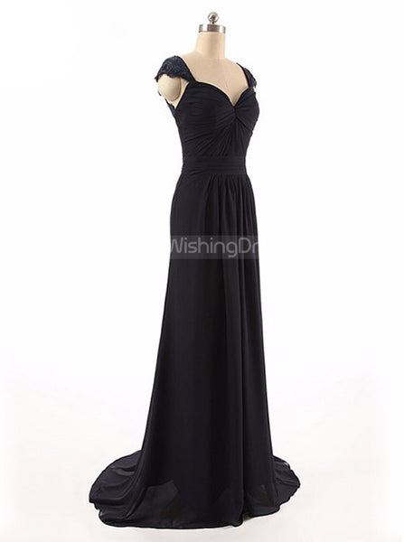 Black Bridesmaid Dresses,Chiffon Bridesmaid Dress,Elegant Bridesmaid Dress,BD00269