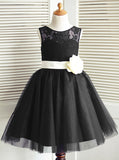 Black Flower Girl Dress,Flower Girl Dress with Bow,Simple Flower Girl Dress,FD00014