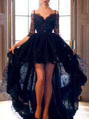 Black Homecoming Dresses High Low Homecoming Dress Lace Homecoming Dre Wishingdress