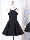 Black Lace Cocktail Dress,Open Back Cocktail Dresses,Sexy Homecoming Dress,CD00004