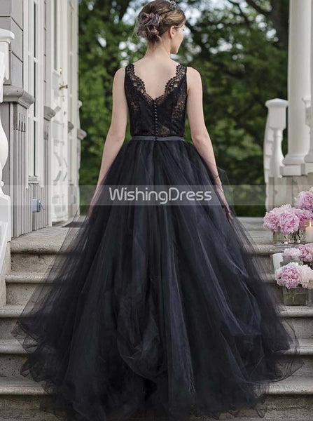 Black Wedding Dresses,Rustic Wedding Dress,WD00511