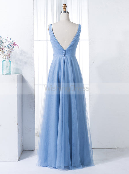 Blue Bridesmaid Dress,Tulle Bridesmaid Dress,Long Bridesmaid Dress,BD00157