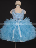 Blue Short Girls Pageant Dress,Unique Girls Party Dress,GPD0015