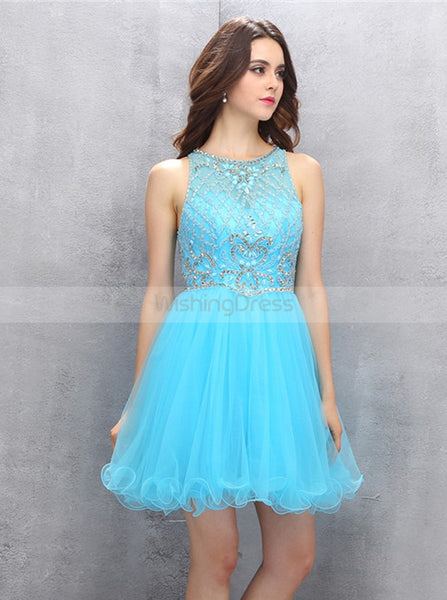 Blue Sweet 16 Dresses,Short Sweet 16 Dress,Tulle Homecoming Dresses,SW ...