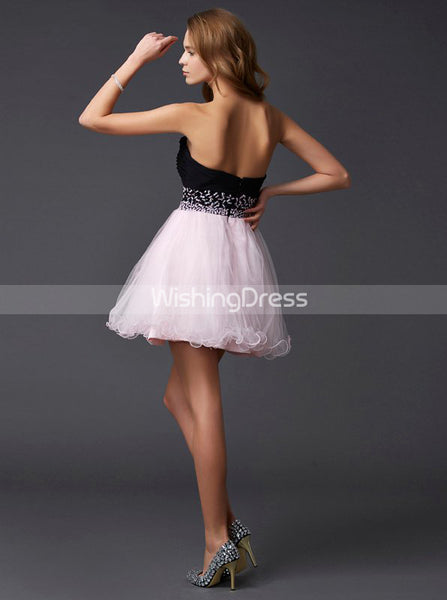 Blushing Pink Sweet 16 Dresses,Simple Homecoming Dress,Strapless Homecoming Dress,SW00035