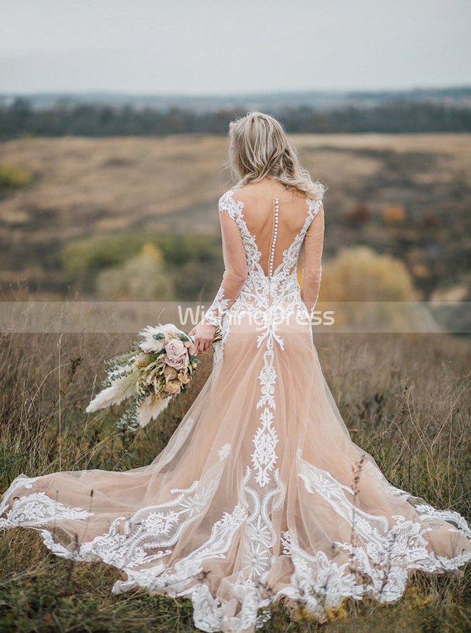 Boho Wedding Dress,Long Sleeves Wedding Dresses,Outdoor Wedding