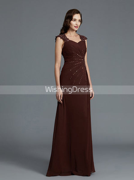 Brown Mother of the Bride Dresses,Long Elegant Mother Dress,Beaded Mother Dress,MD00039