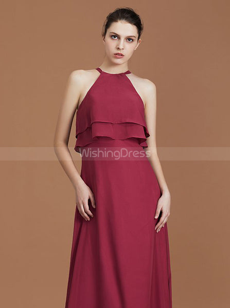 Burgundy Bridesmaid Dresses,Long Bridesmaid Dress,Chiffon Bridesmaid Dress,BD00250