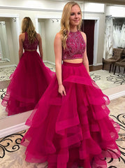 Burgundy 2 piece prom dress best sale