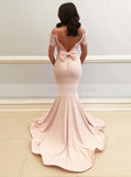 Charming Mermaid Satin Prom Dress,Evening Dress with Short Sleeves,Modern Evening Dress PD00141