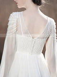 Chiffon Wedding Dress with Sweep-Brush Train,Rustic Wedding Dress,Beach Wedding Dress,WD00505