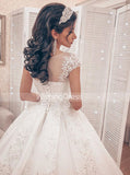 Classic Ball Gown Wedding Dress,Luxurious Wedding Gown with Cap Sleeves,WD00637