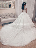 Classic Ball Gown Wedding Dress,Luxurious Wedding Gown with Cap Sleeves,WD00637