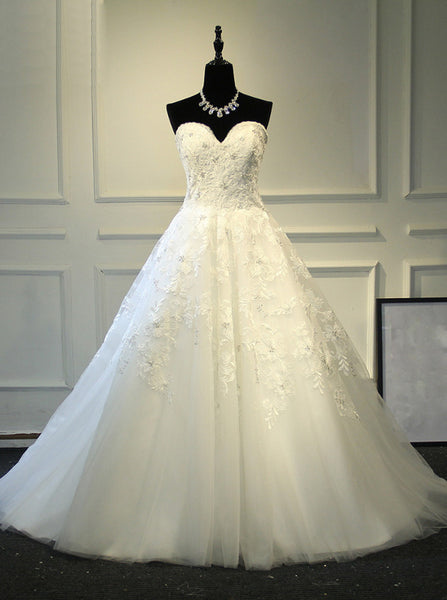 Classic Wedding Gown,A-line Sweetheart Bridal Gown,WD00389