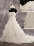 Classic Wedding Gown with Pickups,Sweetheart Organza and Lace Wedding Dress,WD00533