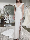 Column Simple Wedding Dress,Destination Wedding Dress Fall,WD00626