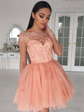 Coral Homecoming Dresses,Short Homecoming Dress,Sweet 16 Dresses with Long Sleeves,HC00105