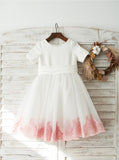 Cute Flower Girl Dress with Short Sleeves,Girl Party Dress,Birthday Dress,FD00110