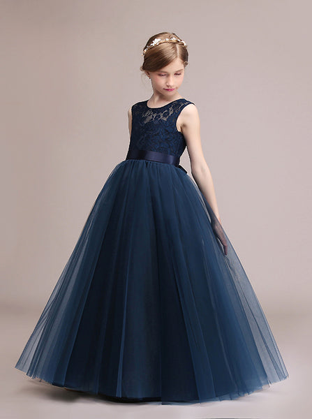 Dark Navy Junior Bridesmaid Dresses,Princess Junior Bridesmaid Dress,JB00003