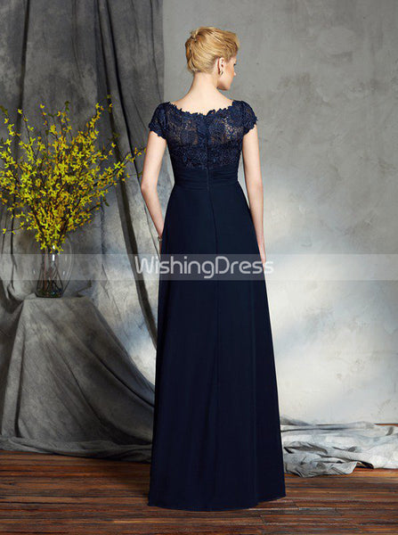 Dark Navy Mother of the Bride Dresses,Empire Mother Dress,Mother Dress with Sleeves,MD00035