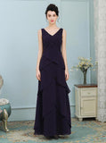 Dark Purple Mother of the Bride Dresses,Ruffled Mother Dress,Full Figure Mother Dress,MD00002