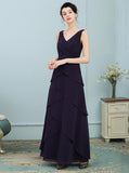 Dark Purple Mother of the Bride Dresses,Ruffled Mother Dress,Full Figure Mother Dress,MD00002