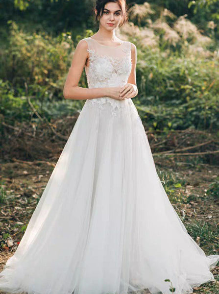 Destination Wedding Dress,Tulle Long Bridal Dress,WD00461