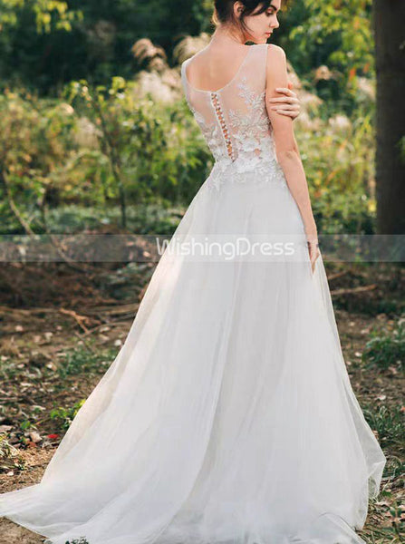 Destination Wedding Dress,Tulle Long Bridal Dress,WD00461