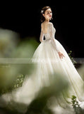 Elegant Ball Gown Wedding Dress,Tulle Bridal Gown With Sleeves,WD00457