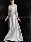 Elegant Mother of the Bride Dress with Sleeves,Floor Length Mother Dress Fall,MD00070