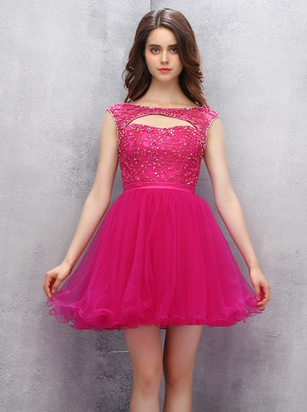 Fuchsia Homecoming Dresses,Short Homecoming Dress,Homecoming Dress for Teens,HC00039